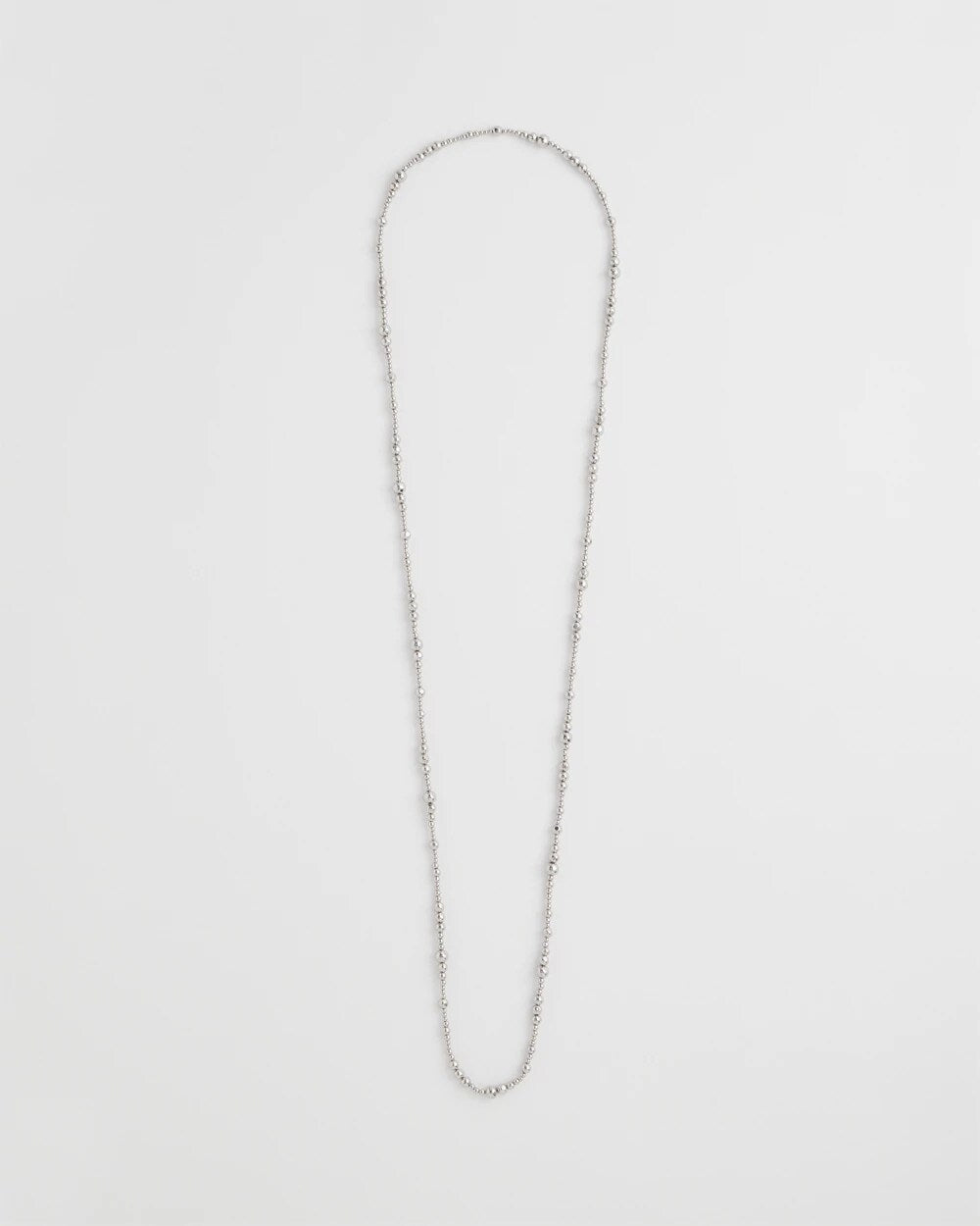 Chico's Silvertone Long Beaded Necklace SILVER