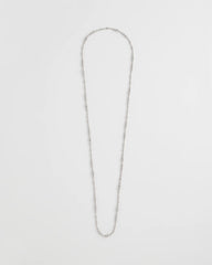 Chico's Silvertone Long Beaded Necklace SILVER