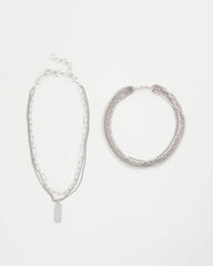 Chico's Silver Tone Pave Multistrand Necklace SILVER