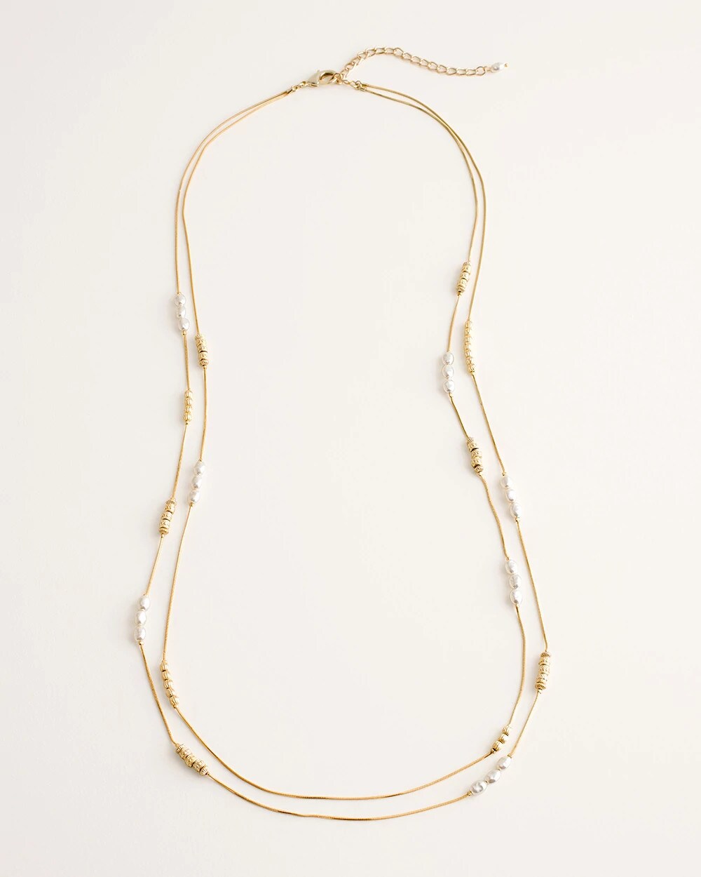 Chico's Long Faux-Pearl and Goldtone Double-Strand Necklace GOLD