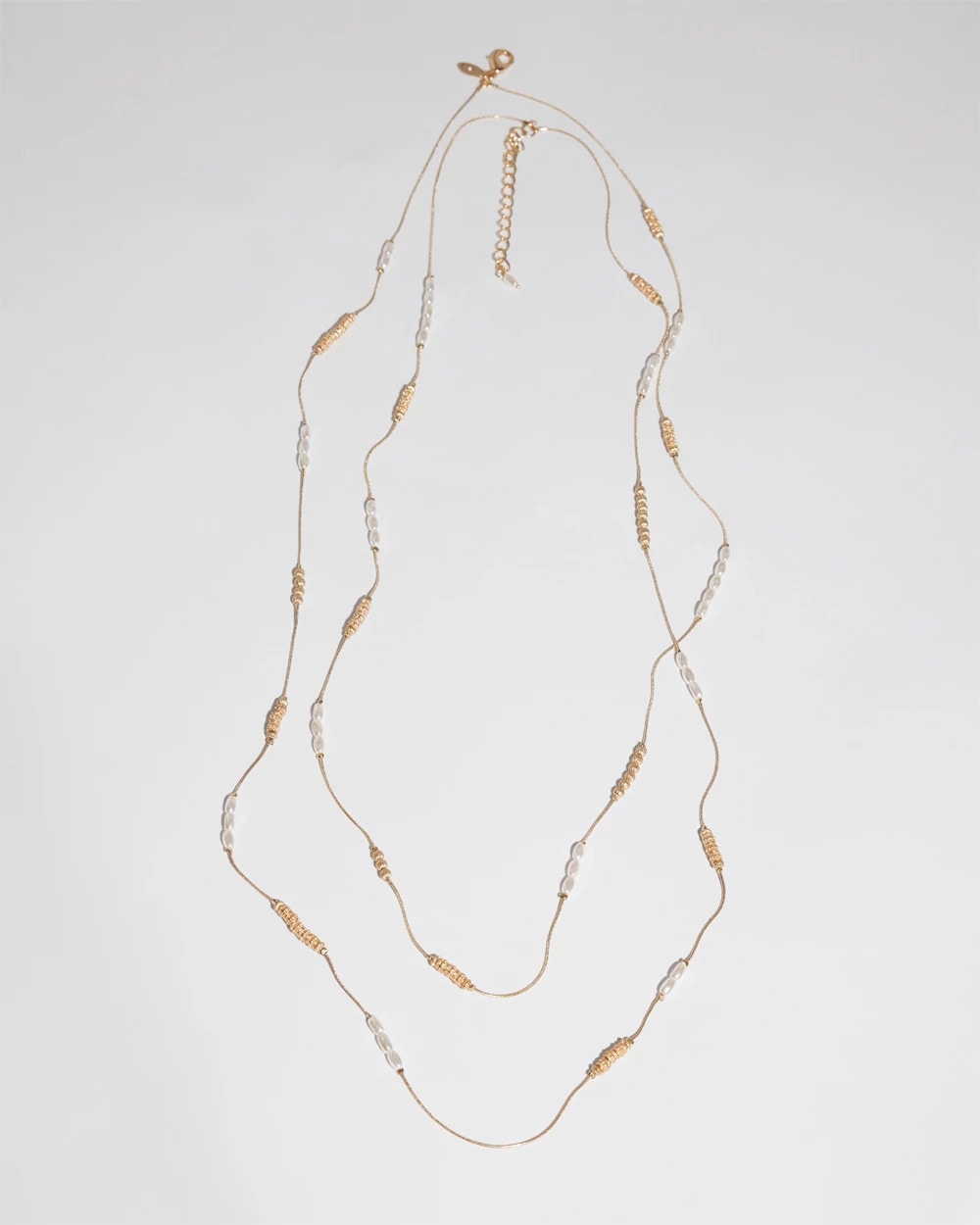 Chico's Long Faux-Pearl and Goldtone Double-Strand Necklace GOLD