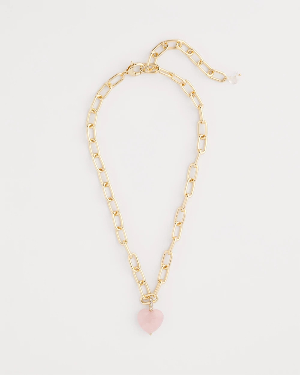 Chico's Genuine Quartz Heart Pendant Necklace PINK