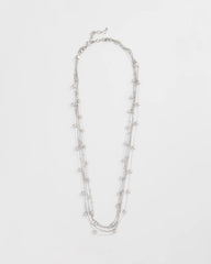 Chico's Multistrand Beaded Silvertone Necklace SILVER