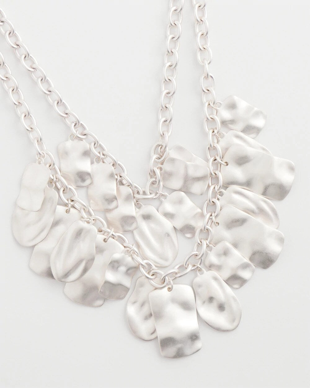 Chico's Double Square Charm Pendant Necklace SILVER