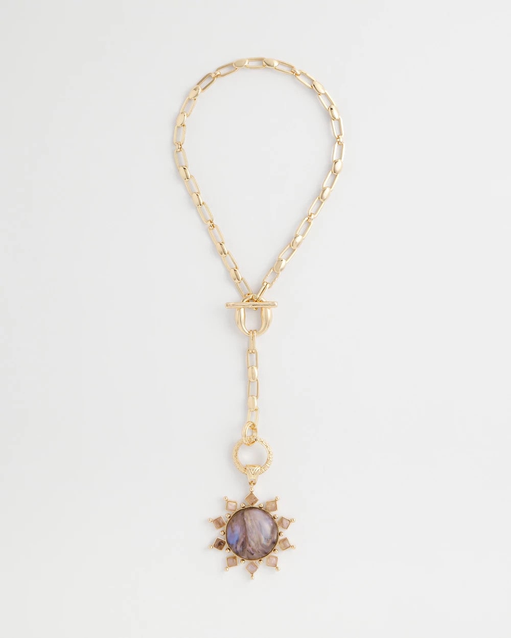 Chico's Purple Resin Sun Pendant Necklace PURPLE
