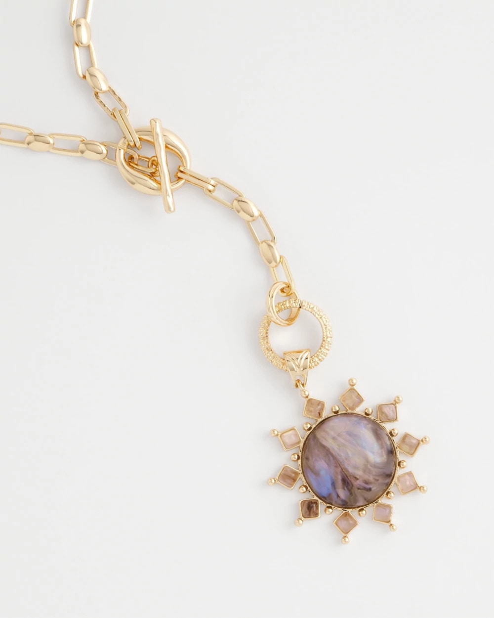 Chico's Purple Resin Sun Pendant Necklace PURPLE