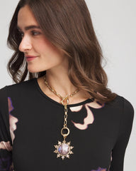 Chico's Purple Resin Sun Pendant Necklace PURPLE