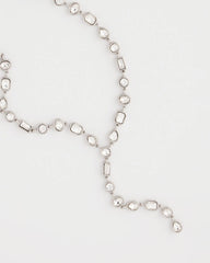 Chico's Bezel Set Silvertone Y-Necklace SILVER