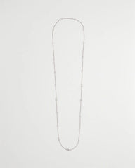 Chico's Fine Crystal Long Chain Necklace SILVER
