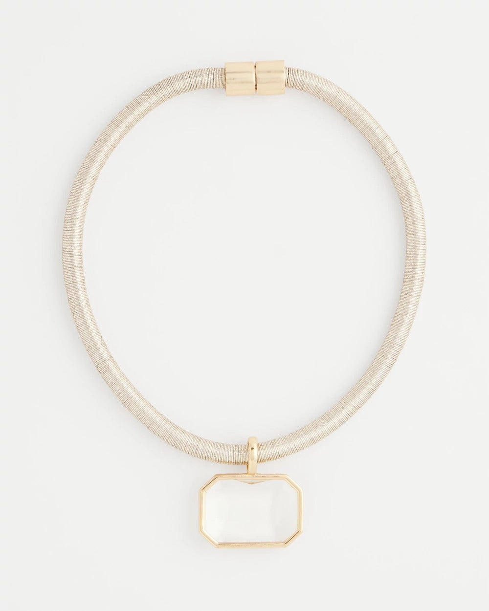 Chico's Goldtone Glass Gem Pendant Cord Necklace GOLD