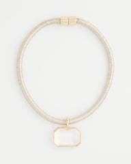 Chico's Goldtone Glass Gem Pendant Cord Necklace GOLD