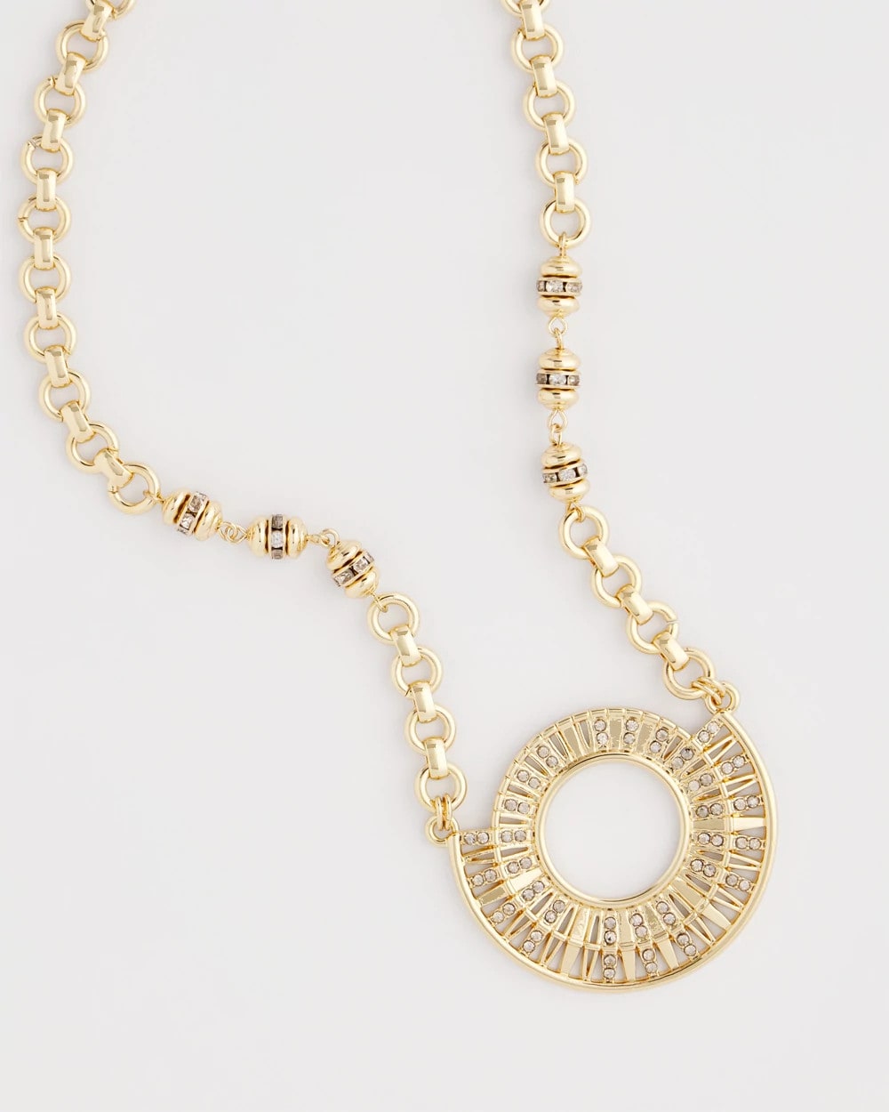 Chico's Sparkling Goldtone Circle Pendant Necklace GOLD