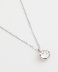 Chico's Bezel Set Pendant Silvertone Necklace SILVER