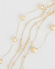 Chico's Multistrand Beaded Goldtone Necklace GOLD