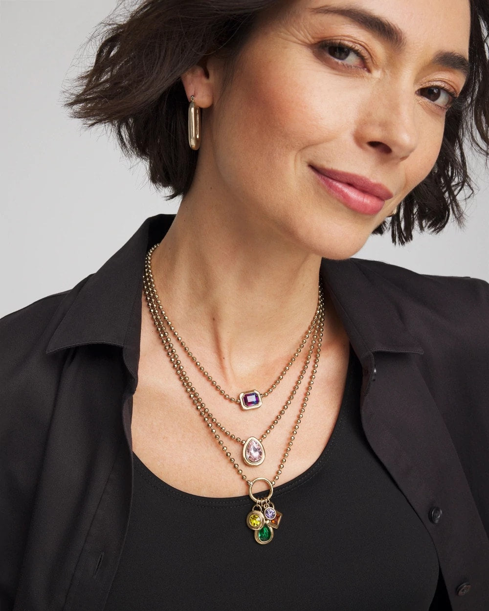 Chico's Multi-Strand Gem Necklace MULTI
