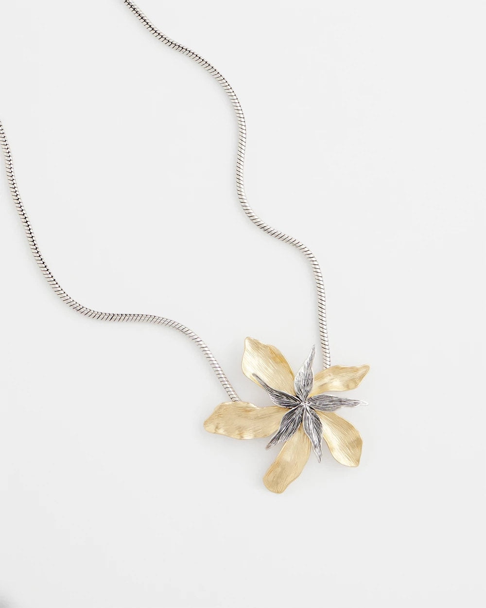 Chico's Chico's Originals Mixed Metal Flower Pendant Necklace MIXED METALS