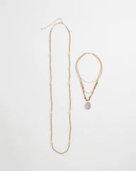 Chico's Convertible Agate Pendant Necklace NEUTRAL