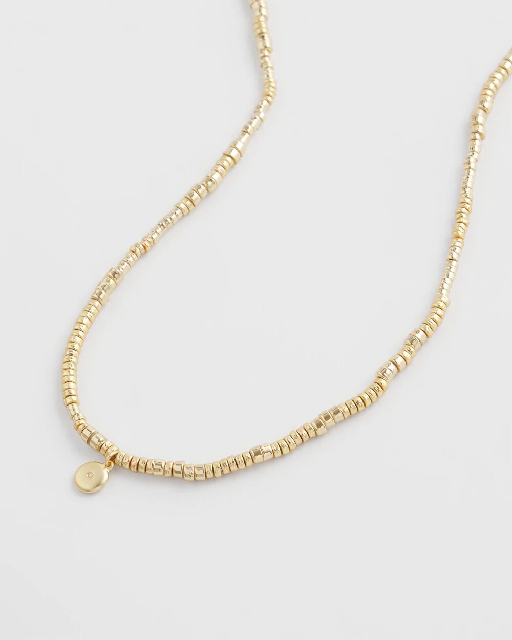Chico's Long Goldtone Seed Bead Necklace GOLD