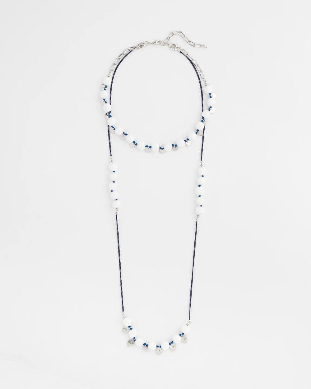 Chico's Convertible White Stone Necklace BLUE AND WHITE