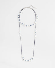 Chico's Convertible White Stone Necklace BLUE AND WHITE