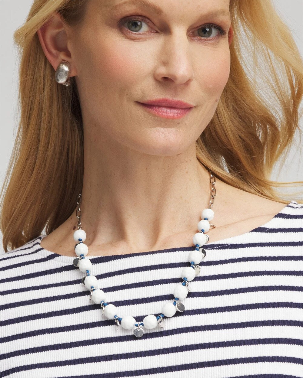 Chico's Convertible White Stone Necklace BLUE AND WHITE