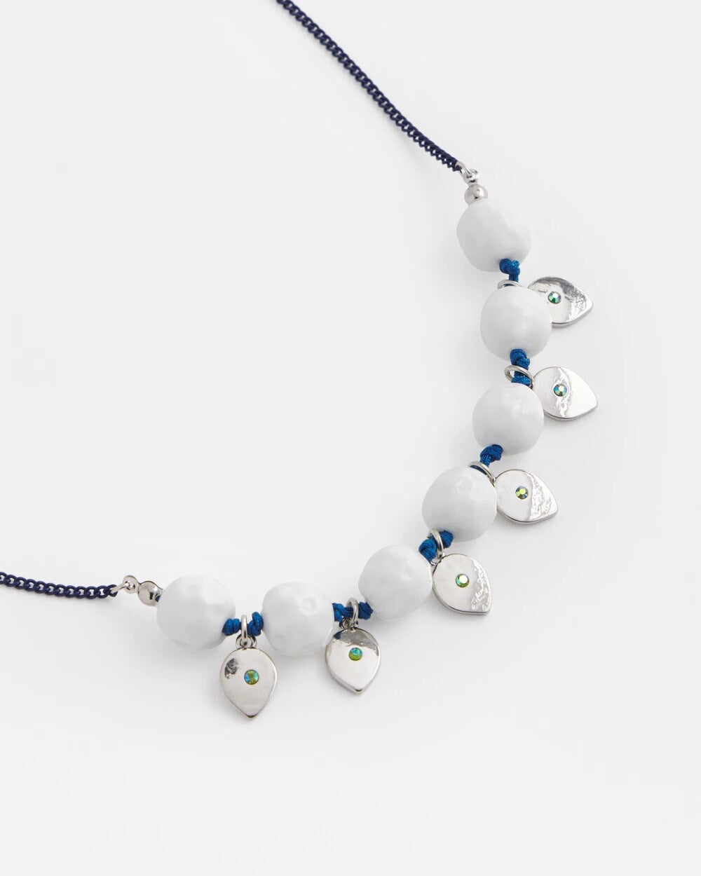 Chico's Convertible White Stone Necklace BLUE AND WHITE