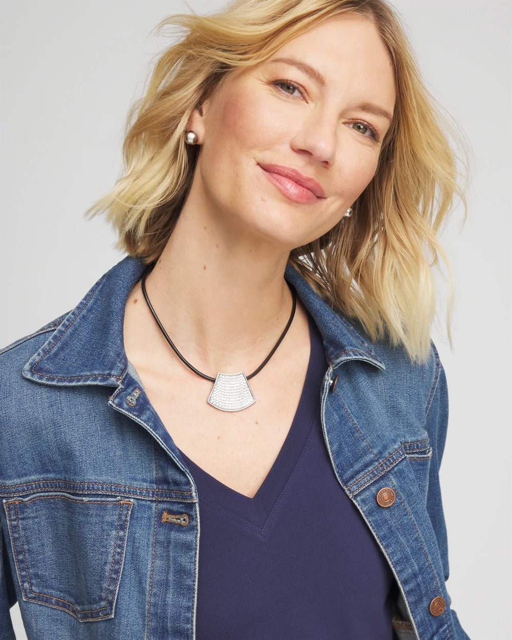 Chico's Silver Glitz Pendant Necklace SILVER