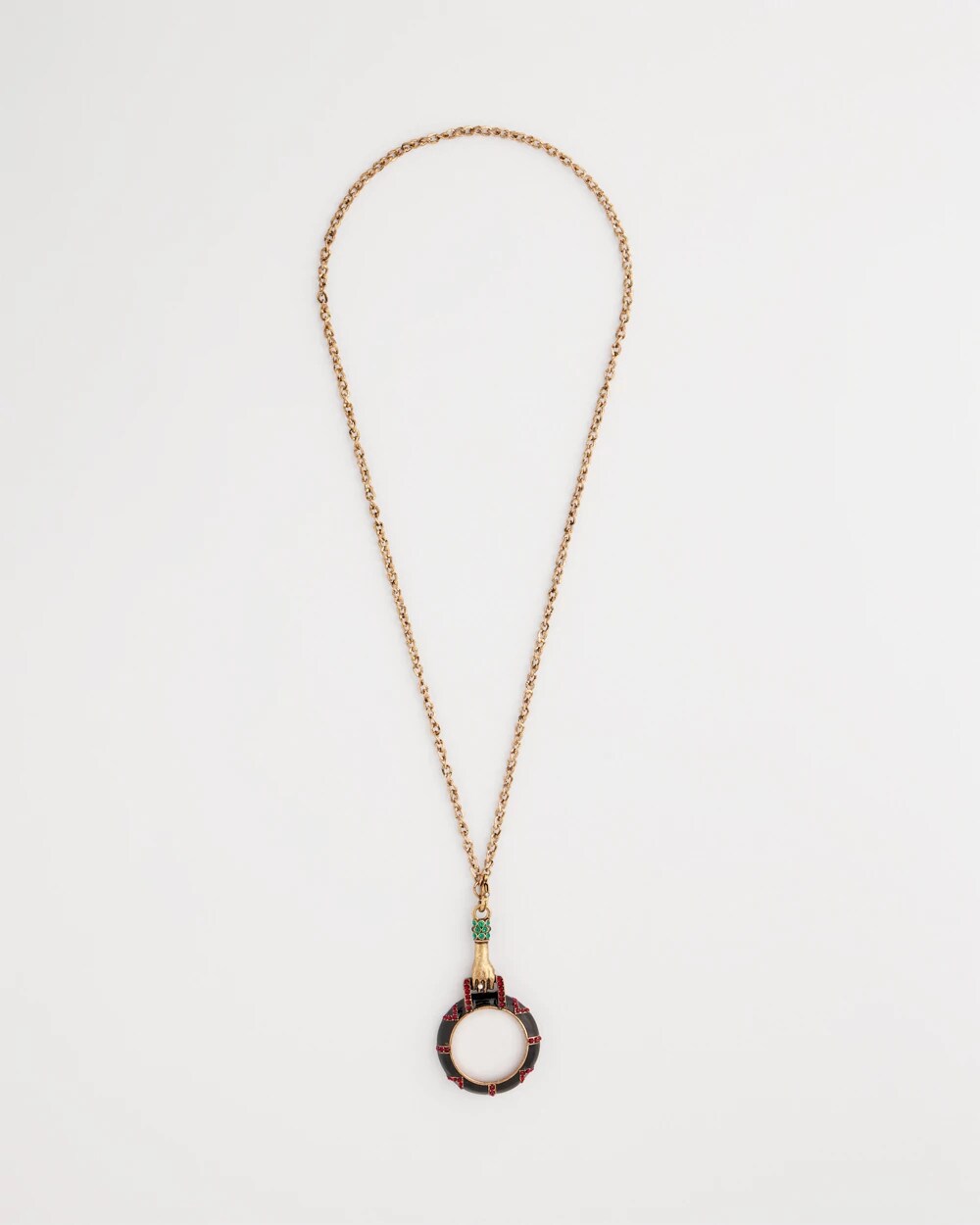 Chico's Hand Monocle Pendant Necklace BLACK/GOLD