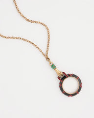 Chico's Hand Monocle Pendant Necklace BLACK/GOLD