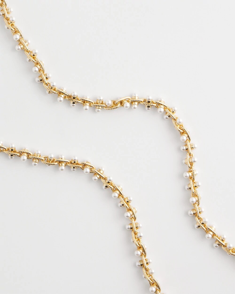 Chico's Faux Pearl Single-Strand Link Chain Necklace PEARL
