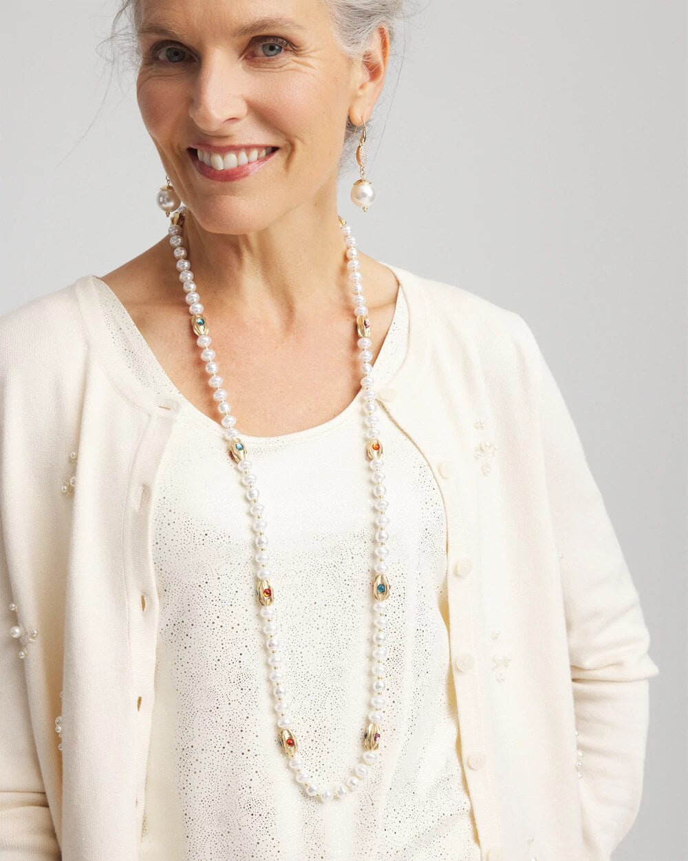Chico's Goldtone Faux Pearl Single-Strand Necklace PEARL