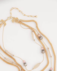 Chico's Multistrand Gold & Pink Tone Necklace PINK
