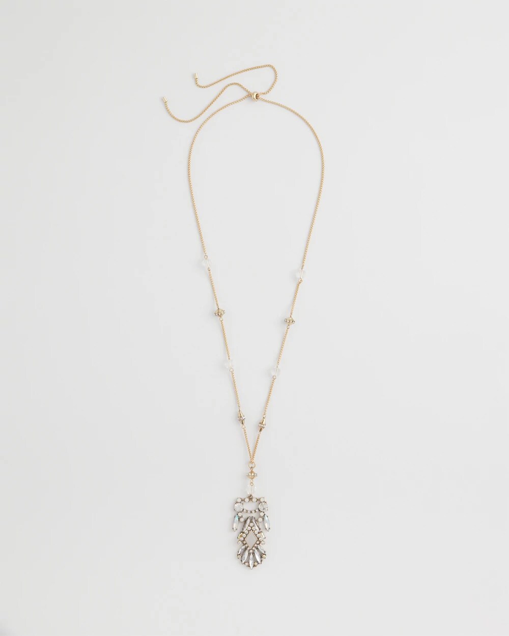 Chico's Adjustable Opalescent Pendant Necklace PINK