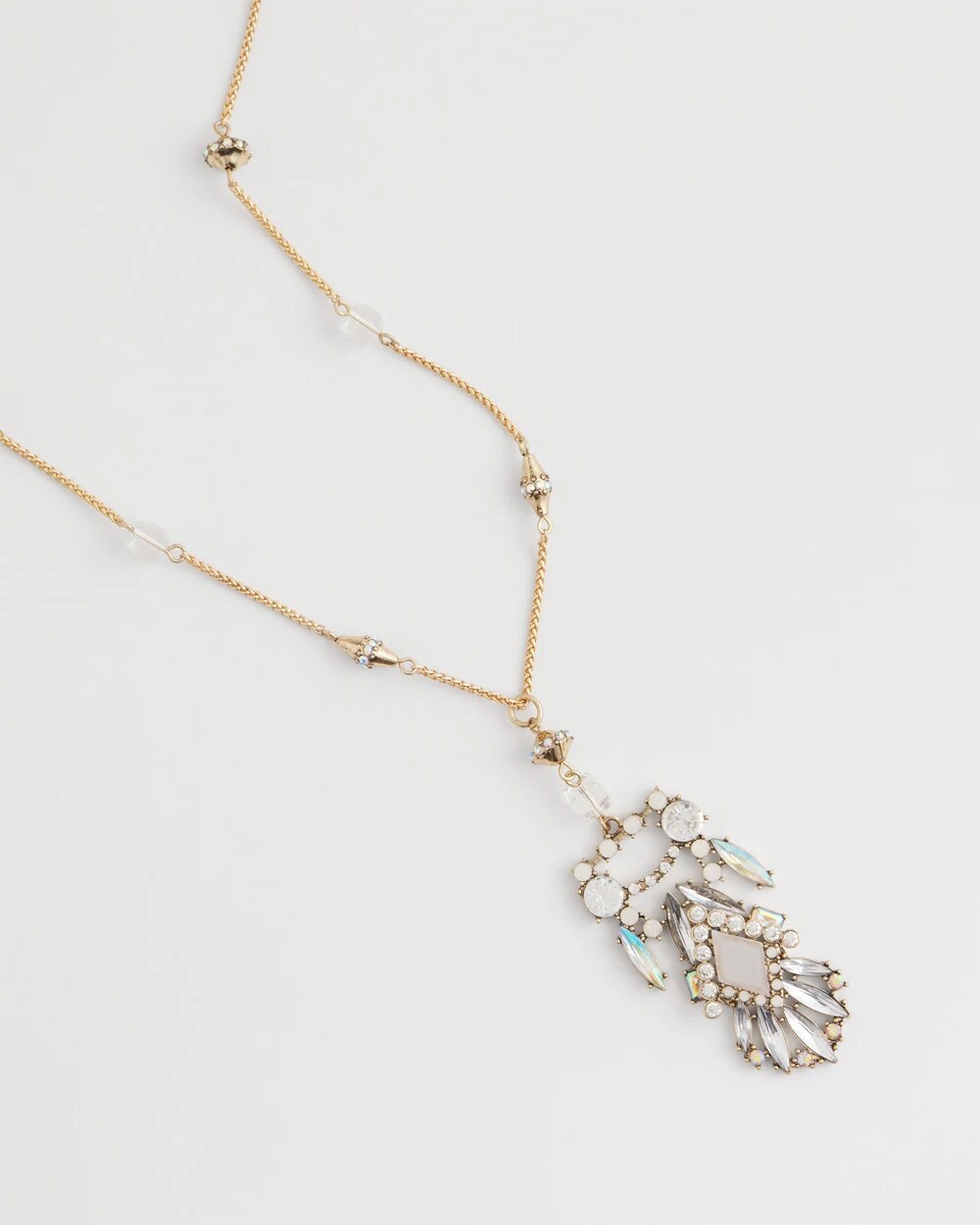 Chico's Adjustable Opalescent Pendant Necklace PINK