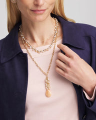 Chico's Convertible Rose Quartz Pendant Necklace PALE PINK
