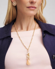 Chico's Convertible Rose Quartz Pendant Necklace PALE PINK