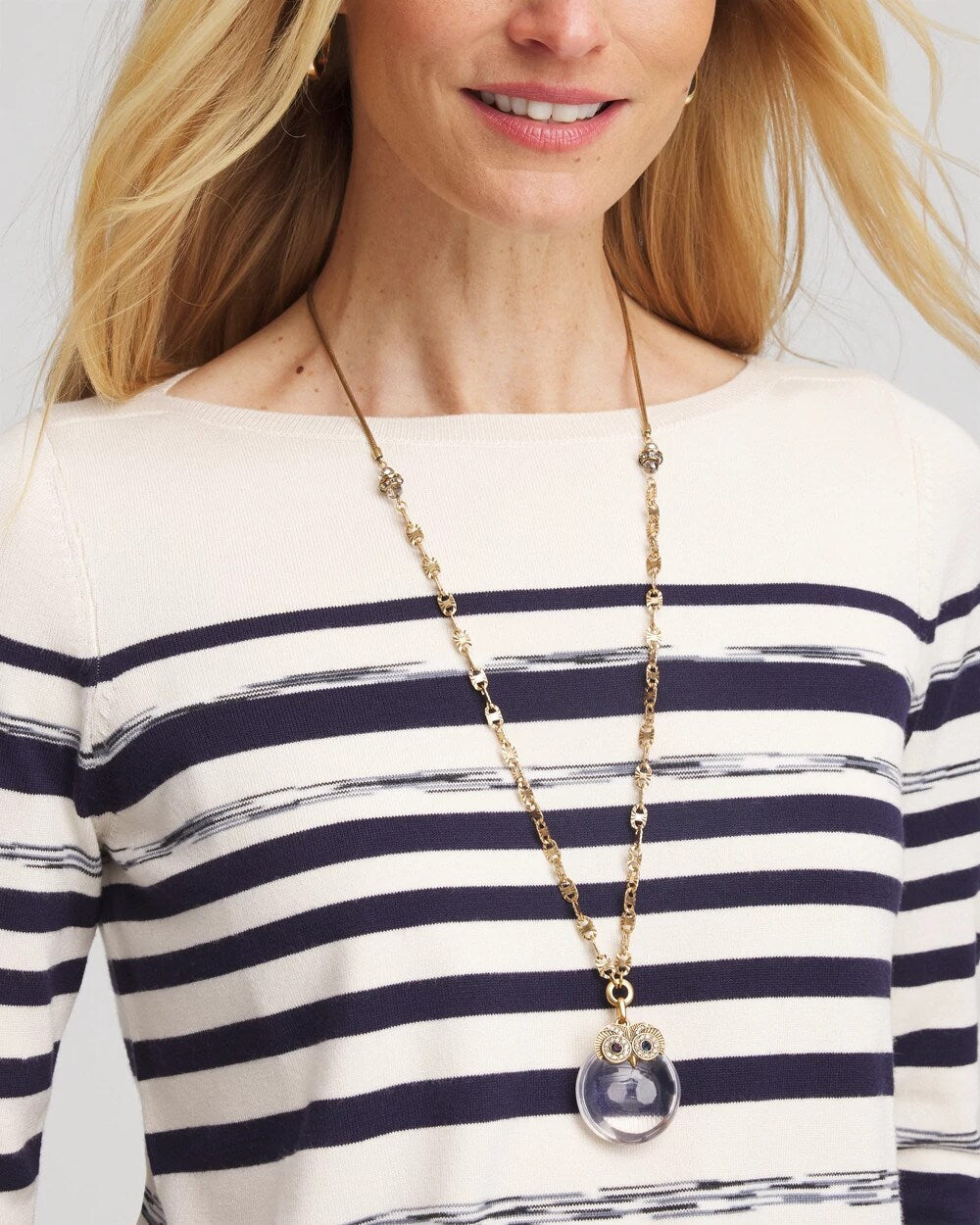 Chico's Owl Pendant Necklace GOLD