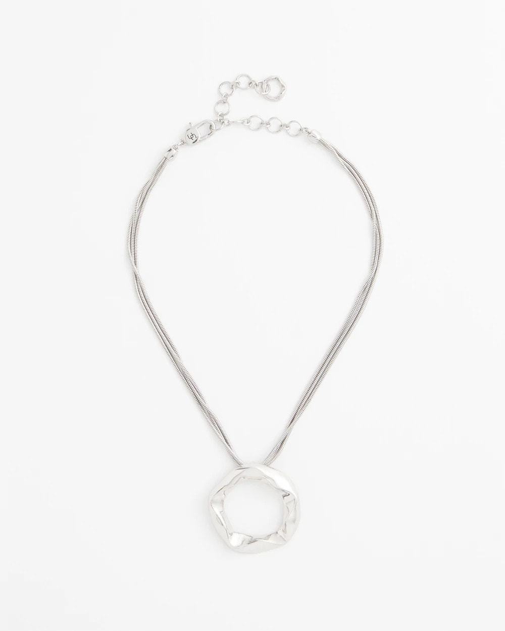 Chico's Short Circle Pendant Necklace SILVER