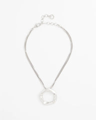 Chico's Short Circle Pendant Necklace SILVER