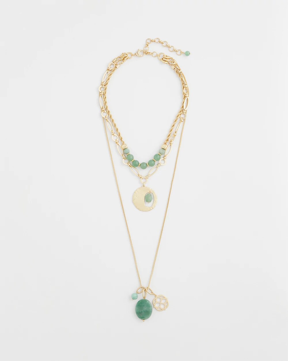 Chico's Convertible Triple-Strand Pendant Necklace GREEN