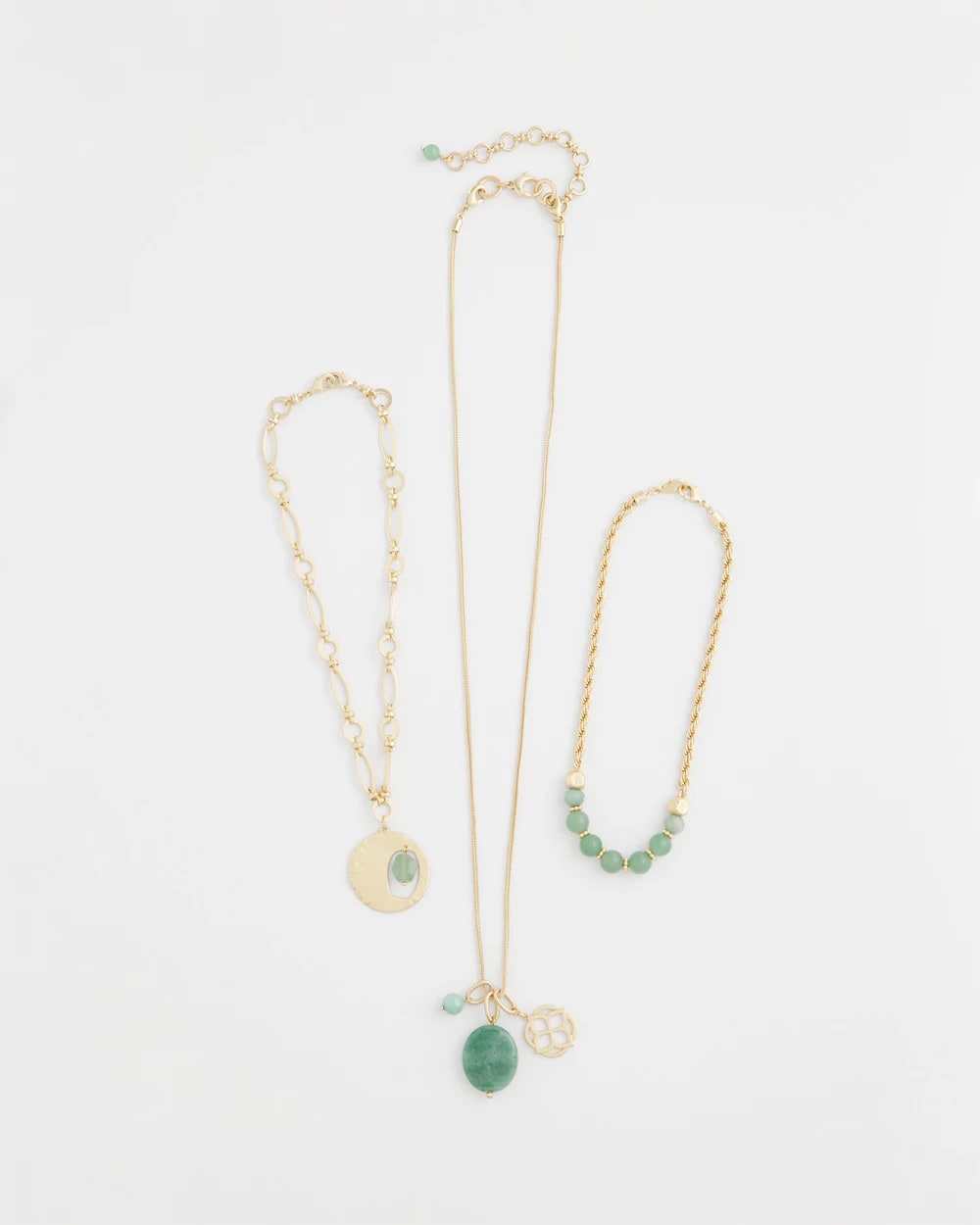 Chico's Convertible Triple-Strand Pendant Necklace GREEN
