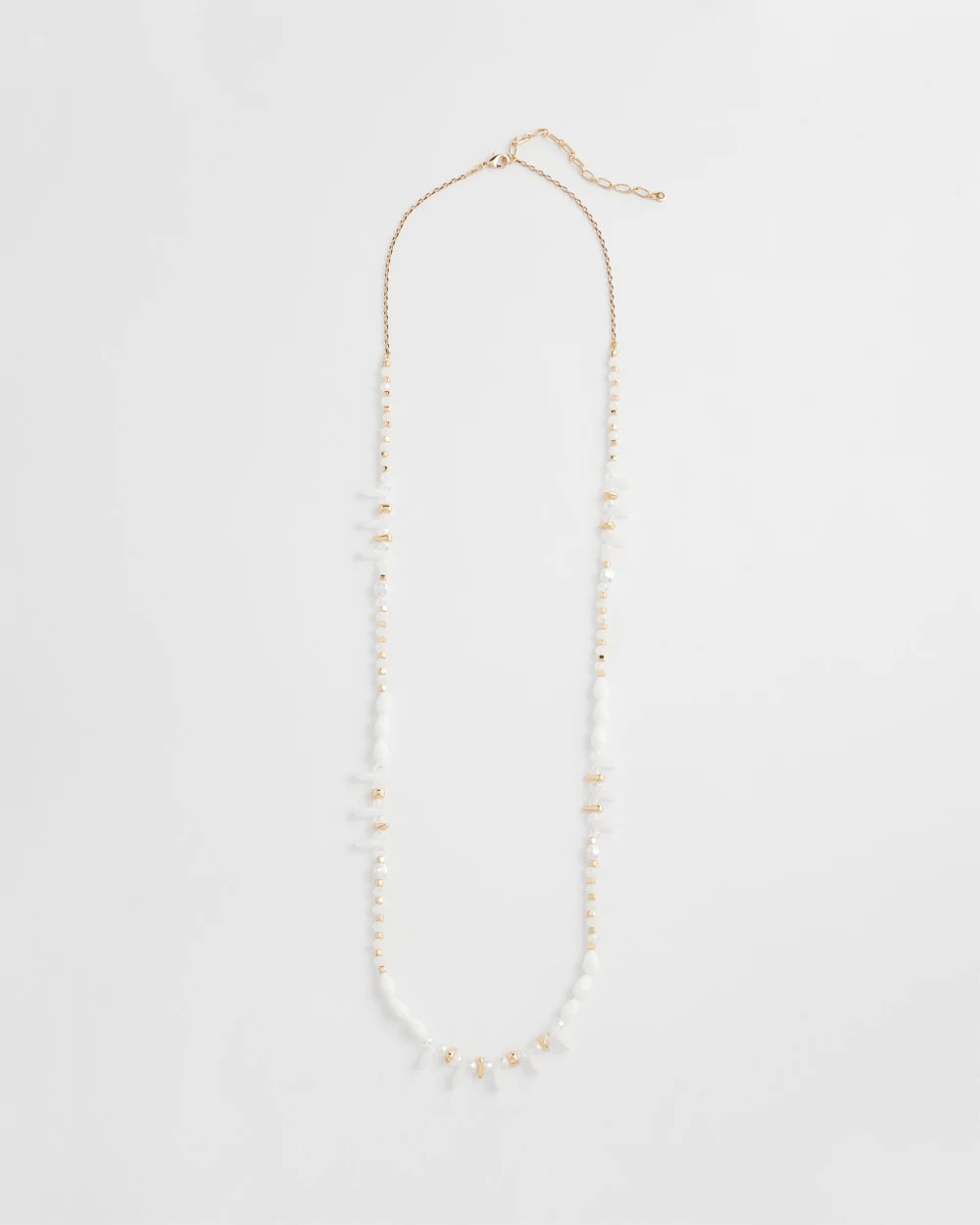 Chico's White Beaded Single Strand Necklace WHITE