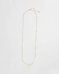 Chico's White Beaded Single Strand Necklace WHITE