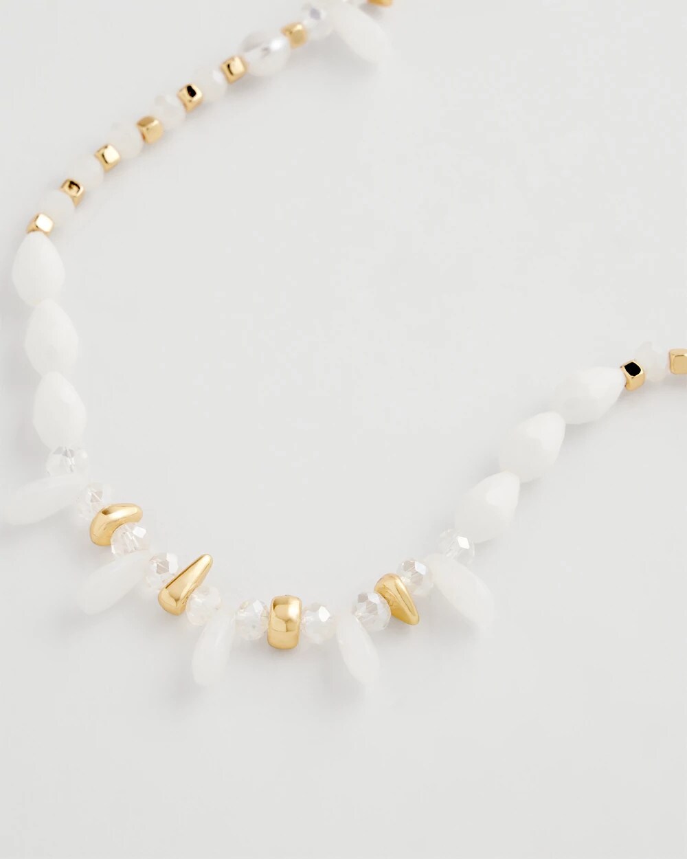 Chico's White Beaded Single Strand Necklace WHITE