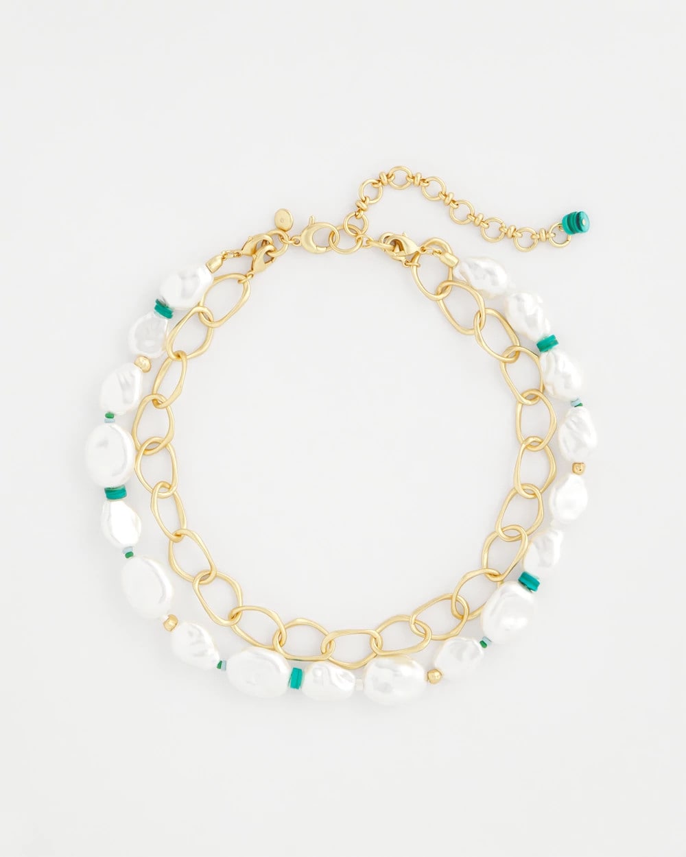 Chico's Pearlescent Goldtone Collar Necklace PEARL