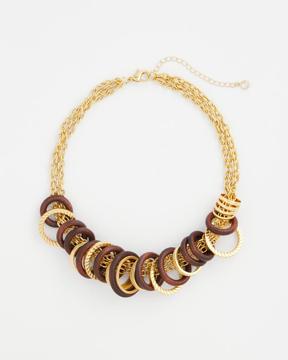 Chico's Wood & Gold Short Necklace NEUTRAL