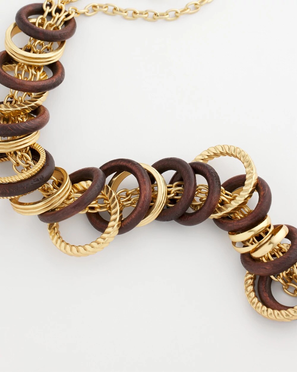 Chico's Wood & Gold Short Necklace NEUTRAL