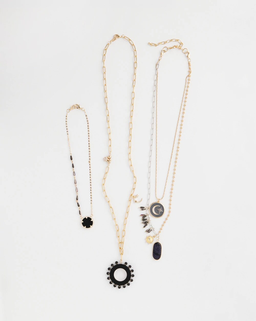 Chico's Convertible Layered Tourmaline Necklace BLACK