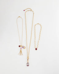 Chico's Convertible Three-Strand Stone Pendant Necklace PURPLE