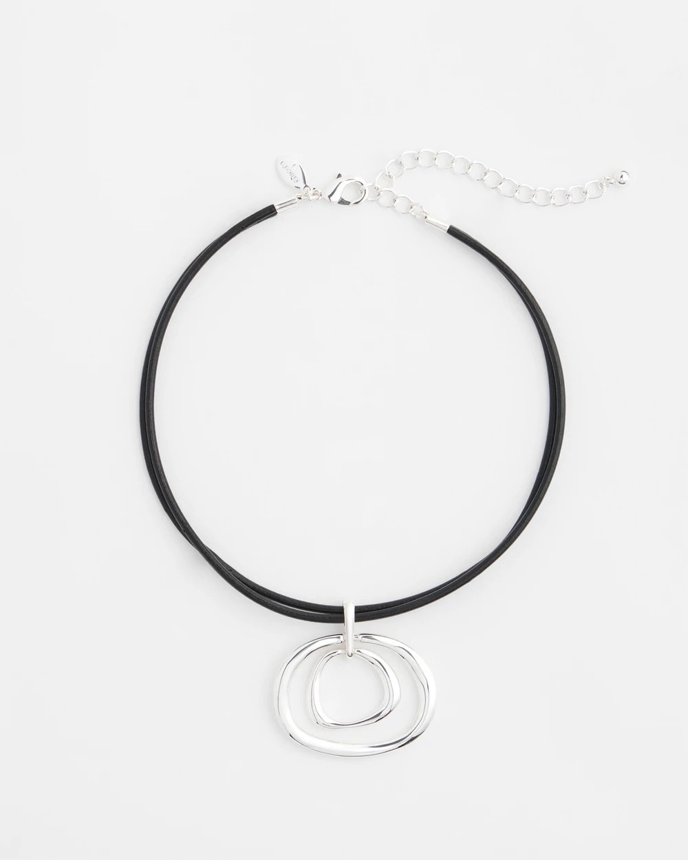 Chico's Silver Tone Rings Pendant Necklace SILVER